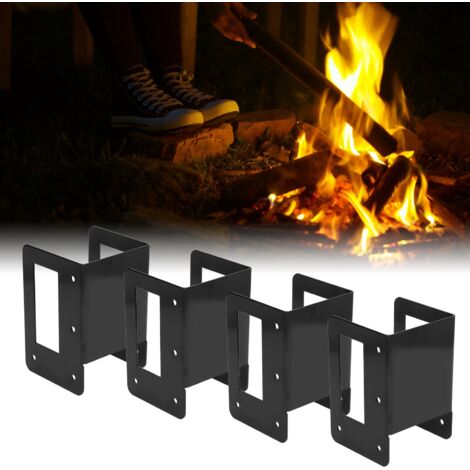 4 Pièces Rangement Bûches Ajustable en Acier Revêtu de Poudre pour Intérieur et Extérieur Support de Bûches Solide pour Poêle à Bois - KZQ