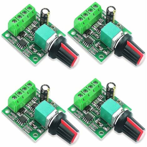 4 Pièces Régulateur de Vitesse PWM, 1.8V 3V 5V 6V 12V 2A 1803BK Contrleur de Vitesse de Moteur à Courant Continu,Interrupteur D'entranement Réglable Avec Fusible à Récupération Automatique