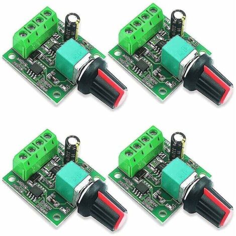 4 Pièces Régulateur de Vitesse PWM, 1.8V 3V 5V 6V 12V 2A 1803BK Contrleur de Vitesse de Moteur à Courant Continu,Interrupteur D'entranement Réglable Avec Fusible à Récupération Automatique