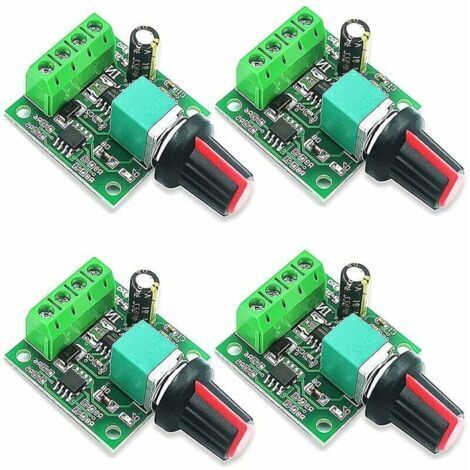 4 Pièces Régulateur de Vitesse PWM, 1.8V 3V 5V 6V 12V 2A 1803BK Contrleur de Vitesse de Moteur à Courant Continu,Interrupteur D'entranement Réglable Avec Fusible à Récupération Automatique