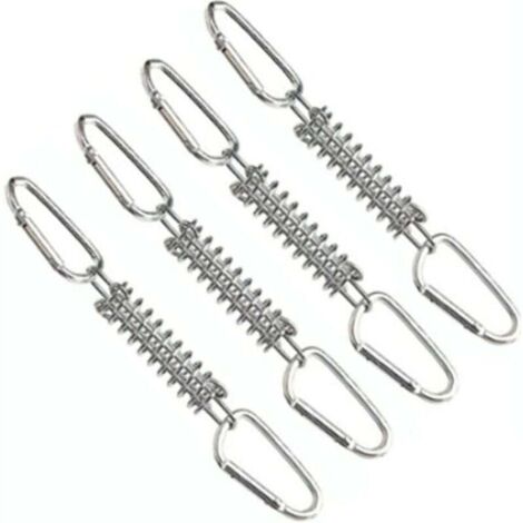 4 Pièces Ressort de Traction Boucle Ressort Tension Fixation Store, avec 8 Mousquetons, Voile D'ombrage Fixations Accessoires en Acier Inoxydable pour Tentes Auvents Camping