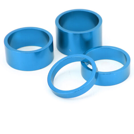 4 Pièces Rondelles de Réglage pour Direction de Vélo, Entretoises 5 10 15 20mm, Joints Bleus pour Potence et Guidon de Bicyclette