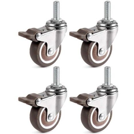 4 Pièces Roues Pivotantes, 25mm M6 x 15mm Pole Roulettes de Meubles pour Chariots-