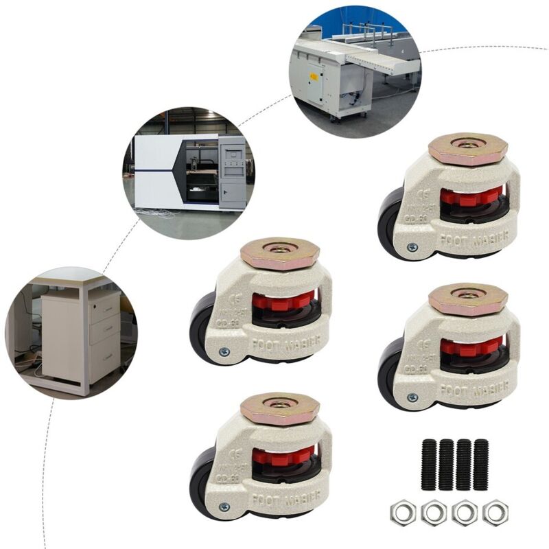 4 pièces roulette de levage roulette pivotante Workbenchcaster roulette de nivellement roulette de meuble jeu de roues