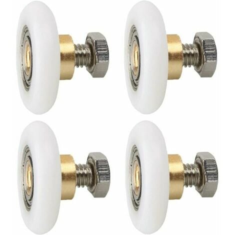 4 pièces Roulette Porte de Douche 23 mm, Roues de Rechange pour Porte de Douche Roulettes de Rechange pour Porte de Douche RainuréE avec vis Diamètre