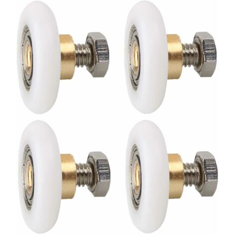 4 pièces Roulette Porte de Douche 23 mm, Roues de Rechange pour Porte de Douche Roulettes de Rechange pour Porte de Douche RainuréE avec vis Diamètre