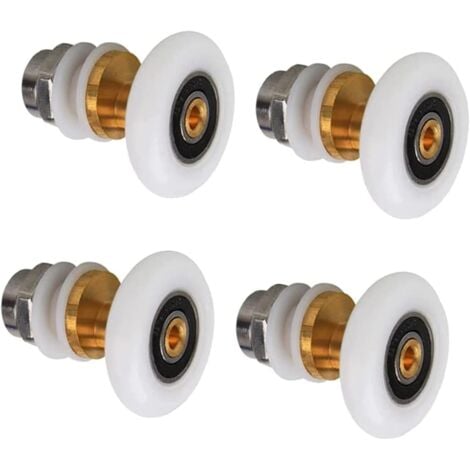 4 Pièces Roulette Porte Douche, Galets de Roulettes Douche Porte Coulissante 25mm de Roulement de Rechang, Pour Remplacement de Douche Coulissante Verre Porte Coureurs Rouleaux-