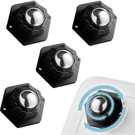 4 Pièces Roulettes Meuble 200kg, Universelles Adhésives 360° Rotatives pour Meubles Lourds, Roulettes Plates Mobiles Schwarz