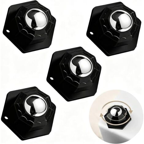 4 Pièces Roulettes Plates Universelles Adhésives 360° pour Meubles Lourds - Capacité de Charge 200kg pour Canapé, Armoires et Électroménagers