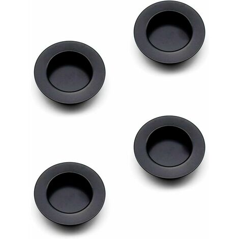 4 Pieces Round Recessed Handles, Black Sliding Door Handle, 40 mm Sliding Door Handle