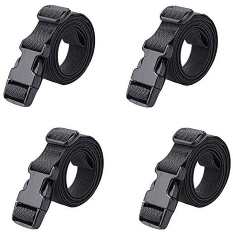 4 pièces Sangle à Boucle Rapide 25 mm Sangle Valise Petite Sangle à , XU,Cliquet Plastique pour Arrimage Bagage Fixation Déménagement (Noir - 25 mm, 1.8 m) - KZQ