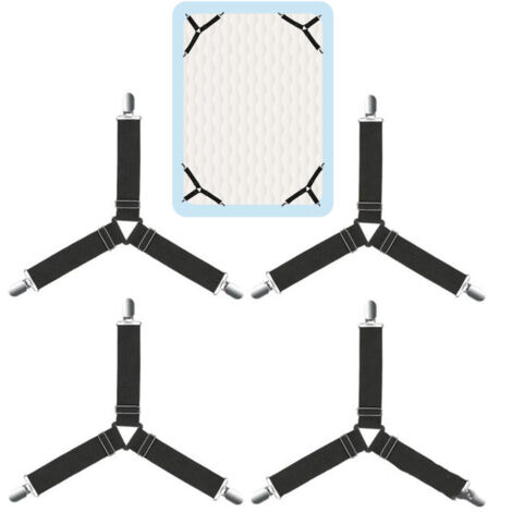 4 pièces Sangles de Fixation de Housse de Couette Ajustables, Attaches Universelles pour Matelas et Protections de Literie Noires