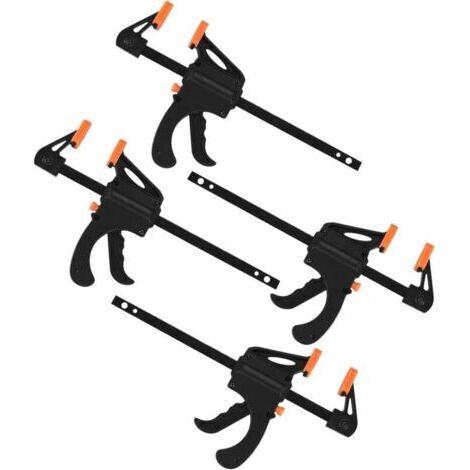 4 Pièces Serres-joints à Une Main, Pince à Barre à Cliquet, Rapide à Cliquet à Libération, Clamp Barre de Fixation pour Bois, Collier Serrage Plastique - 4 Pouces