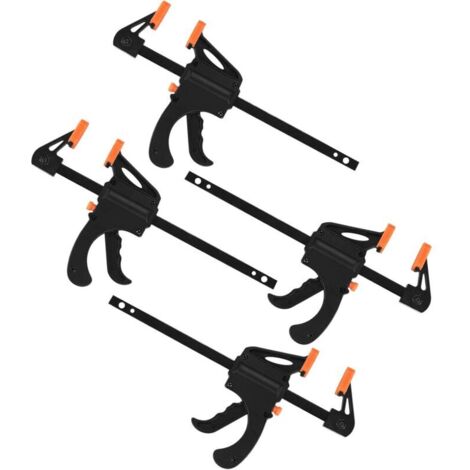 4 Pièces Serres-joints à Une Main, Pince à Barre à Cliquet, Rapide à Cliquet à Libération, Clamp Barre de Fixation pour Bois, Collier Serrage Plastique - 4 Pouces