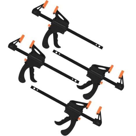 4 Pièces Serres-joints à Une Main, Pince à Barre à Cliquet, Rapide à Cliquet à Libération, Clamp Barre de Fixation pour Bois, Collier Serrage Plastique - 4 Pouces