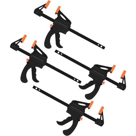 4 Pièces Serres-joints à Une Main, Pince à Barre à Cliquet, Rapide à Cliquet à Libération, Clamp Barre de Fixation pour Bois, Collier Serrage Plastique - 4 Pouces，Superma