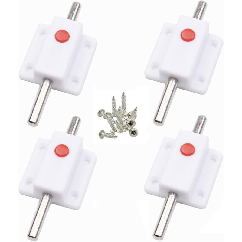 4 pièces Serrure à boulon de porte, Loquet de sécurité à bouton à ressort automatique, Loquets de porte intérieurs et extérieurs pour placard,