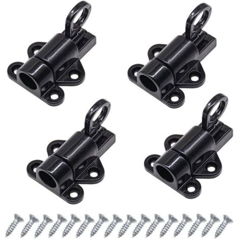 4 pièces Serrure de portail automatique Serrure de fenêtre Verrou à ressort Loquet de porte en aluminium noir avec vis