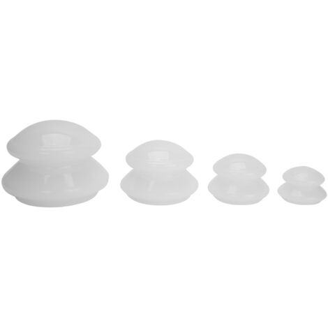 4 pièces Set de Ventouses en Silicone Portable pour Thérapie à Domicile - Blanc
