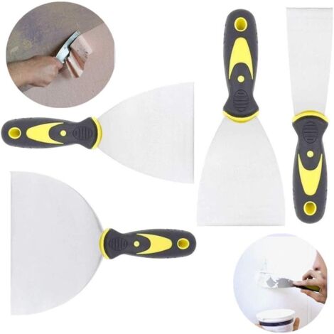 4 Pièces Set Spatule Acier Couteau À Enduire 5, 7.6, 10.2, 12.7cm Spatule Pour Papier Peint Et Murs