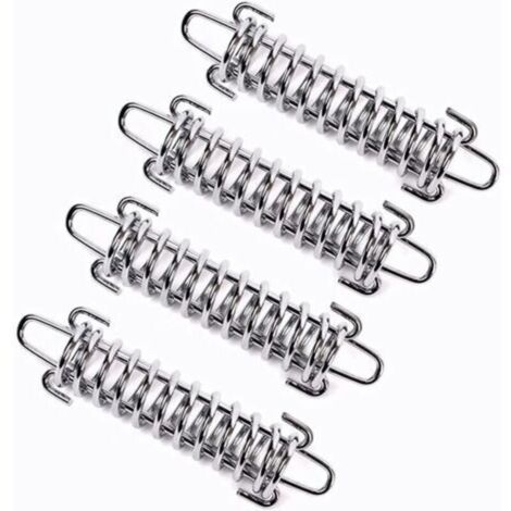 4 Pieces Shade Sail Spring, Shade Sail Tensioner Spring, Shade Sail Tension Spring, Camping Tent Tension Spring, Steel Tent Spring Rope Buckle (Silver)