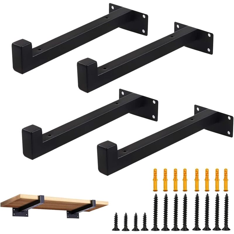 4 Pieces Shelf Brackets, Heavy Duty Industrial Shelf Brackets, Wall Mounted Shelf Brackets, (25cm)