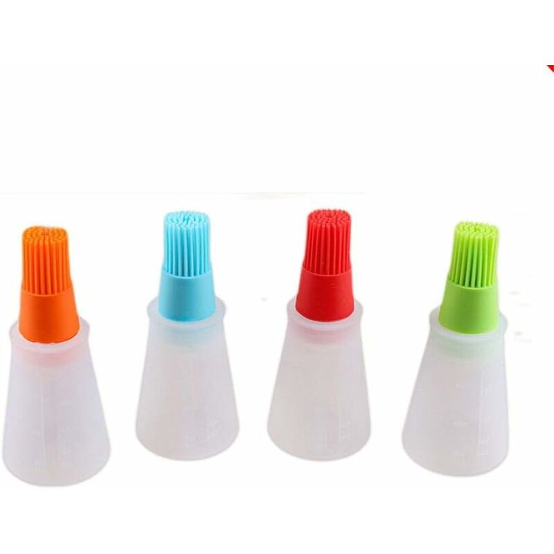 4 Pieces Silicone Oil Bottle with Brush, Pastry Brushes, BBQ Brush, Silicone Oil Brush Bottle for Kitchen, Baking, BBQ