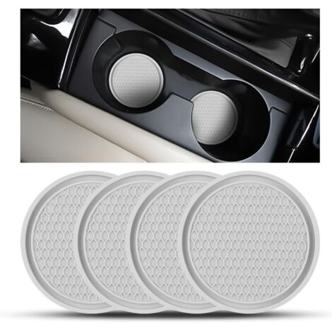 4 Pièces sous Verres Universel Anti Dérapant Silicone, Porte Gobelet en PVC, Coaster Voiture, Tapis pour Gobelets Automobiles, Caboteur Tasse (Gris)