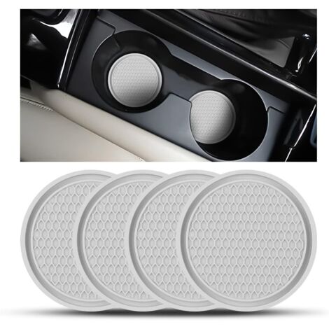 4 Pièces sous Verres Universel Anti Dérapant Silicone, Porte Gobelet en PVC, Coaster Voiture, Tapis pour Gobelets Automobiles, Caboteur Tasse (Gris)