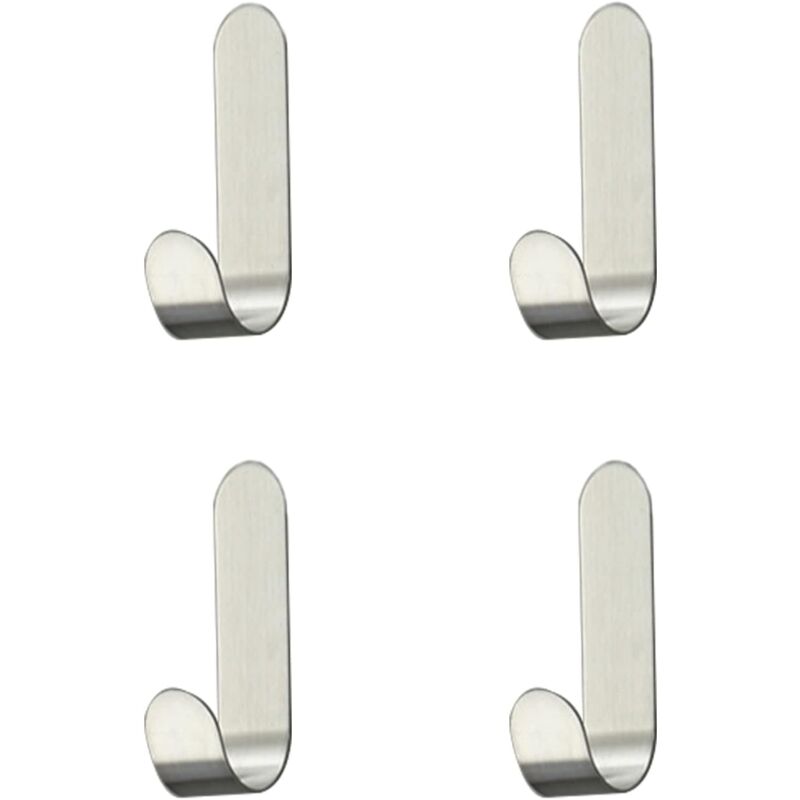 Linghhang - 4 Pieces Stainless Steel Adhesive Hooks, Self Adhesive Hooks, for Towel, Keys, Home, Kitchen, Bathroom, Anti-Rust and