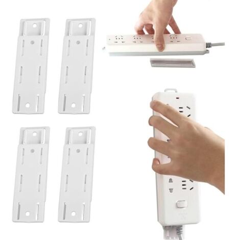 4 Pièces Support Adhésif Mural pour Multiprise Électrique Rangement Organisateur pour Prises, Routeur WiFi, Ordinateur, Boîte à Mouchoirs, Cuisine, Maison (blanc)