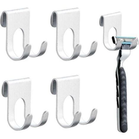 4 Pièces Support De Rasoir Douche,Porte Rasoir Douche en Acier Inoxydable,porte rasoir douche,support rasoir,support rasoir douche,Salle De Bain Et Cuisine Porte-Serviette Sans Percer Argent