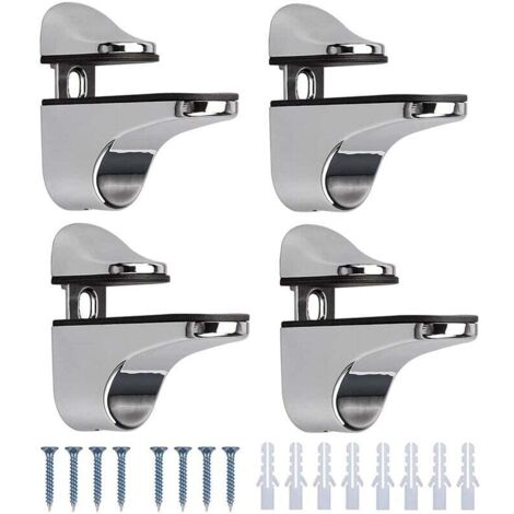 4 Pièces Support de Tablette en Verre Murale Support pour Étagère Réglable Pinces à Verre 3-20mm avec Vis