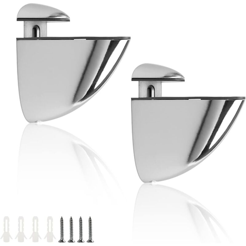 4 Pièces Support de Tablette en Verre Réglable, Support de Tablette en Verre Réglable avec Vis, Pince en Verre à Fixation Murale pour Etagère de 3 21
