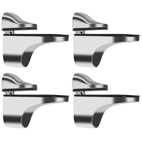 4 Pièces Support de Tablette en Verre,Réglables Alliage de Zinc Poli Salle de Bains Étagère en Verre pour Le Verre Et Les Planchers En Bois Jusqu'À 3-18 mm D'Épaisseur Max