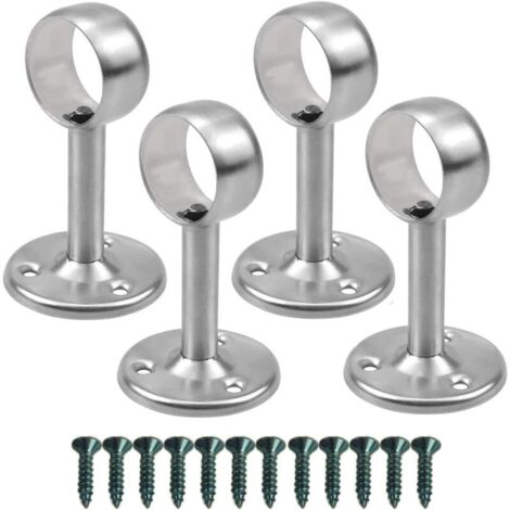 4 Pièces Support de Tringle à Rideau Support de fixation pour plafond, Acier Inoxydable Support Tringle Penderie Support Barre Penderie avec Vis pour Armoire de Rideau de Douche (25mm)