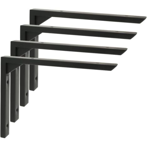 4 Pièces Support Étagère Murale Robustes de 20 CM, Equerre Etagere Murale à Angle, Supports d' Étagère Murale Noir en Acier Inoxydable pour Chambre/Salle de Bain/Cuisine