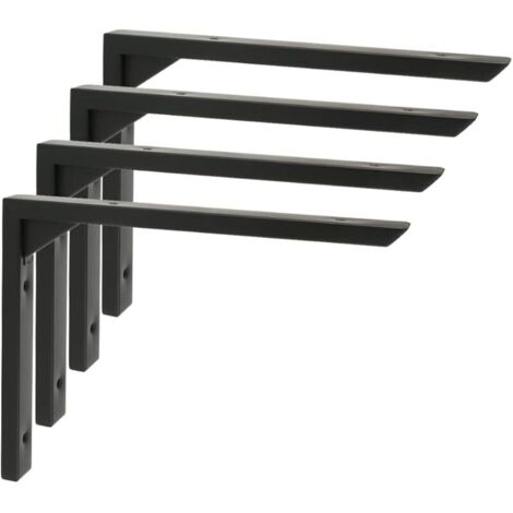 4 Pièces Support Étagère Murale Robustes de 20 CM, Equerre Etagere Murale à Angle, Supports d' Étagère Murale Noir en Acier Inoxydable pour Chambre/Salle de Bain/Cuisine