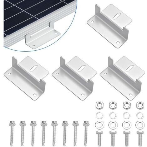 4 Pièces Support Montage Panneau Solaire en Z Fixation Panneau Solaire en Alliage d'Aluminium Z Support de Montage de Kits avec Écrous et Boulons pour Toit de Camping Car, Bateau, Cabine-LIAIKI
