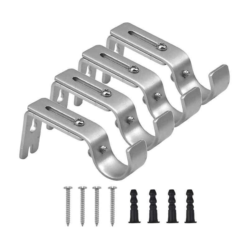 4 Pièces Support Mural Réglable Tringle à Rideau Support de Poteau Draperie Tringle Supports pour Maison Chambre Bureau avec 8 Vis de