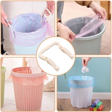 4 pièces Support sac poubelle Clip Fermeture poubelle Supports de pince à clip en plastique pour poubelle de poubelle de cuisine Poubelle Clip