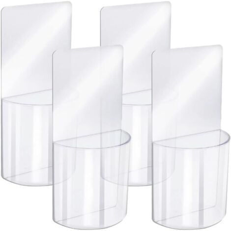 4 Pièces Support Télécommande Mural, Organisateur Multimédia Acrylique Support Mural, Transparent Sans Boîte de Rangement de Perçage, pour Chambre à Coucher, Table de Chevet