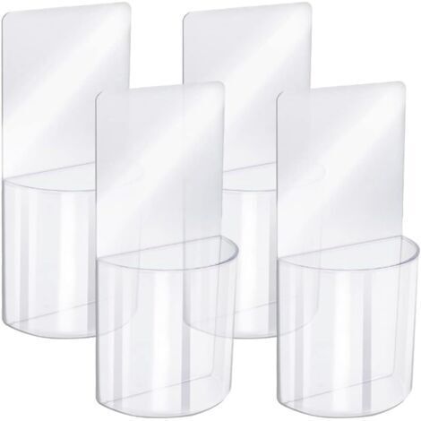 4 Pièces Support Télécommande Mural, Organisateur Multimédia Acrylique Support Mural, Transparent Sans Boîte de Rangement de Perçage, pour Chambre à Coucher, Table de Chevet