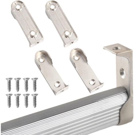 4 Pièces - Support Tringle - Barre Penderie - Alliage De Zinc Nickelé Pour Dressing Ovale + Fixation Stable Armoire Chambre + Argenté + 2,5x3cm