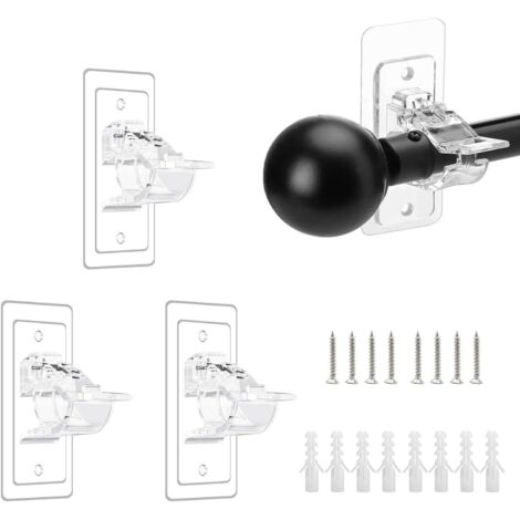 4 Pièces - Support Tringle Rideau - Fixation Murale - Installation Adhésive Ou À Vis - Pour Cuisine Salle De Bain - Transparent - Diamètre 3cm