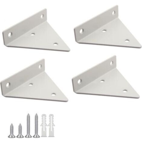 4 Pièces Supports à Tablettes Flottantes Support D'étagère en Triangle en Métal Flottant Equerre Etagere Mural Dissimulés Avec vis pour Déco Salon, Chambre, Salle de Bain - Blanc