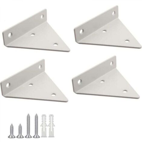 4 Pièces Supports à Tablettes Flottantes Support D'étagère en Triangle en Métal Flottant Equerre Etagere Mural Dissimulés Avec vis pour Déco Salon, Chambre, Salle de Bain - Blanc