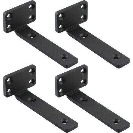 4 Pièces Supports d' Étagère Flottants Mural, Large Éventail d'Applications, Equerre Etagere Murale Durable/Pratique, 15 x 4 x 6.5 CM, Noir