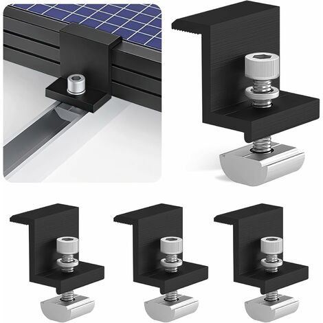 4 Pièces Supports de Pince de Bord de Panneau Solaire 30mm Fixation Panneau Solaire en Aluminium Pince pour Panneau Solaire Support Panneau Solaire pour Toits, Camping-cars, Bateaux