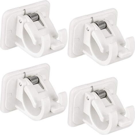 4 pièces supports de support de tige réglables sans clous pour tringle à rideaux suspendue au mur, crochets auto-adhésifs